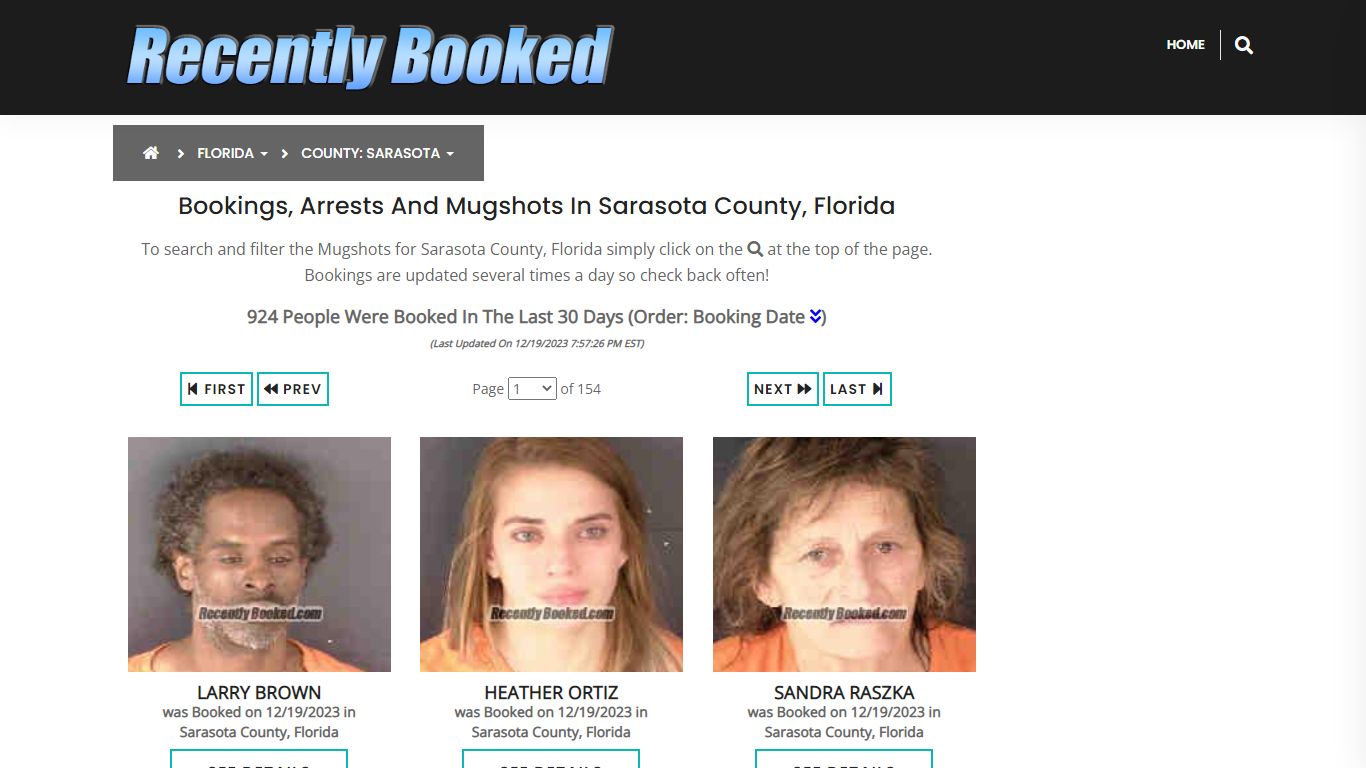 Recent bookings, Arrests, Mugshots in Sarasota County, Florida